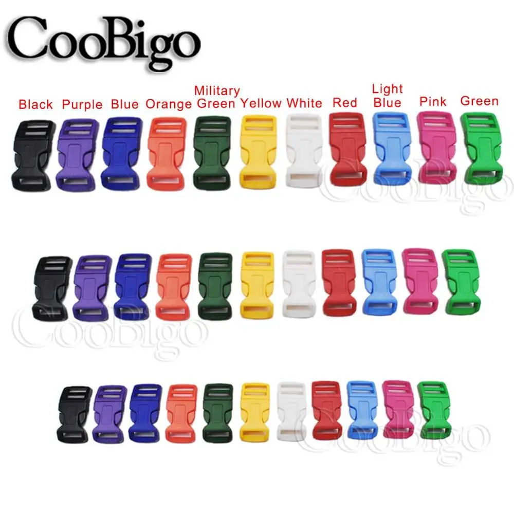5pcs Curved Side Release Buckles Plastic Paracord Buckles Outdoor Camp Backpacks Bag Strap Bracelets Accessories 15mm 20mm 25mm
