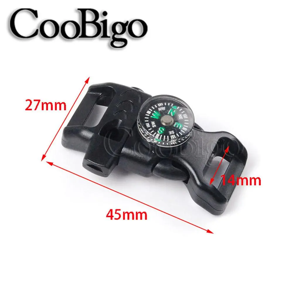 50pcs Emergency Survival with Compass Whistle Buckle for Outdoor Camp Paracord Bracelet Backpack Strap Bag Accessories