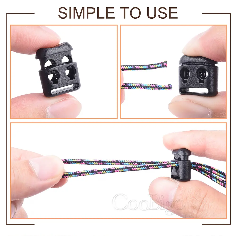 Plastic Cord Lock End Stopper Clip Spring Toggle Rope Clamp Clasp DIY Outdoor Bag Shoelace Sportswear Hat Accessories 10pcs