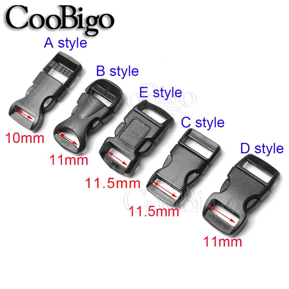 10mm Mini Side Release Buckles for Paracord Bracelet Survival Wristband Outdoor Backpack Strap Webbing Accessories Plastic 12pcs