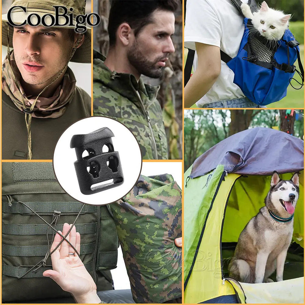 Plastic Cord Lock End Stopper Clip Spring Toggle Rope Clamp Clasp DIY Outdoor Bag Shoelace Sportswear Hat Accessories 10pcs