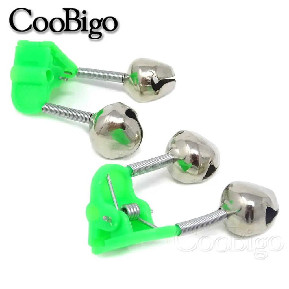 5pcs Fishing Bite Alarms Fish Rod Bell Rod Clamp Tip Clip Alert Twin  Bells Ring Tackle Accessories Green ABS Outdoor Tool Metal