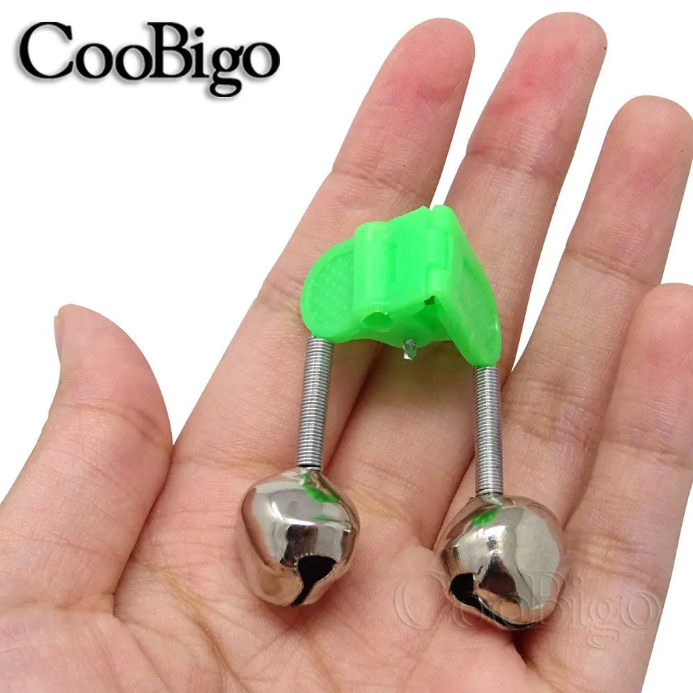 5pcs Fishing Bite Alarms Fish Rod Bell Rod Clamp Tip Clip Alert Twin  Bells Ring Tackle Accessories Green ABS Outdoor Tool Metal