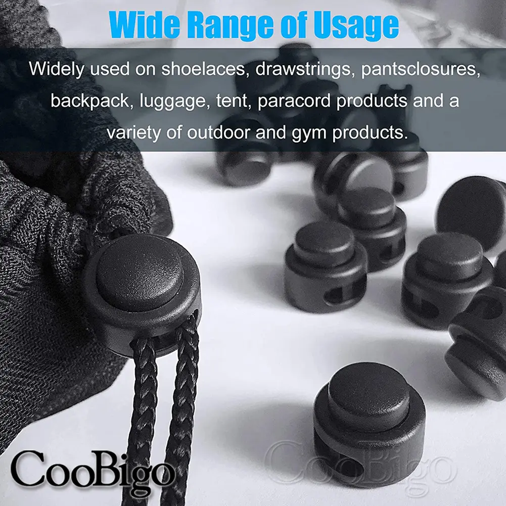Free Shipping Cord Lock Paracord Stopper Shoelace Clip Lanyard Retainer Rope Clamp Toggle Buckle for Backpack Shoes 50pcs