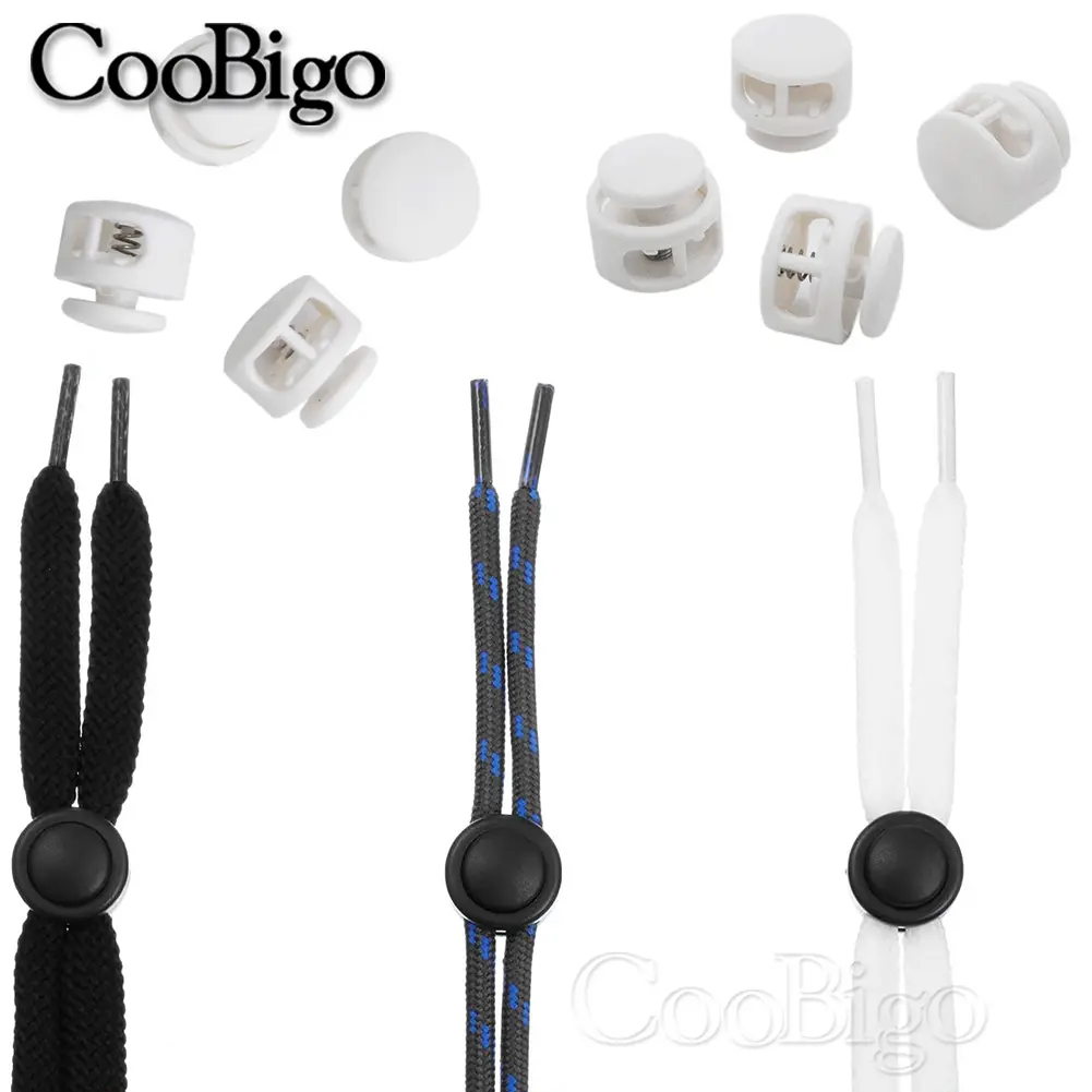 Free Shipping Cord Lock Paracord Stopper Shoelace Clip Lanyard Retainer Rope Clamp Toggle Buckle for Backpack Shoes 50pcs