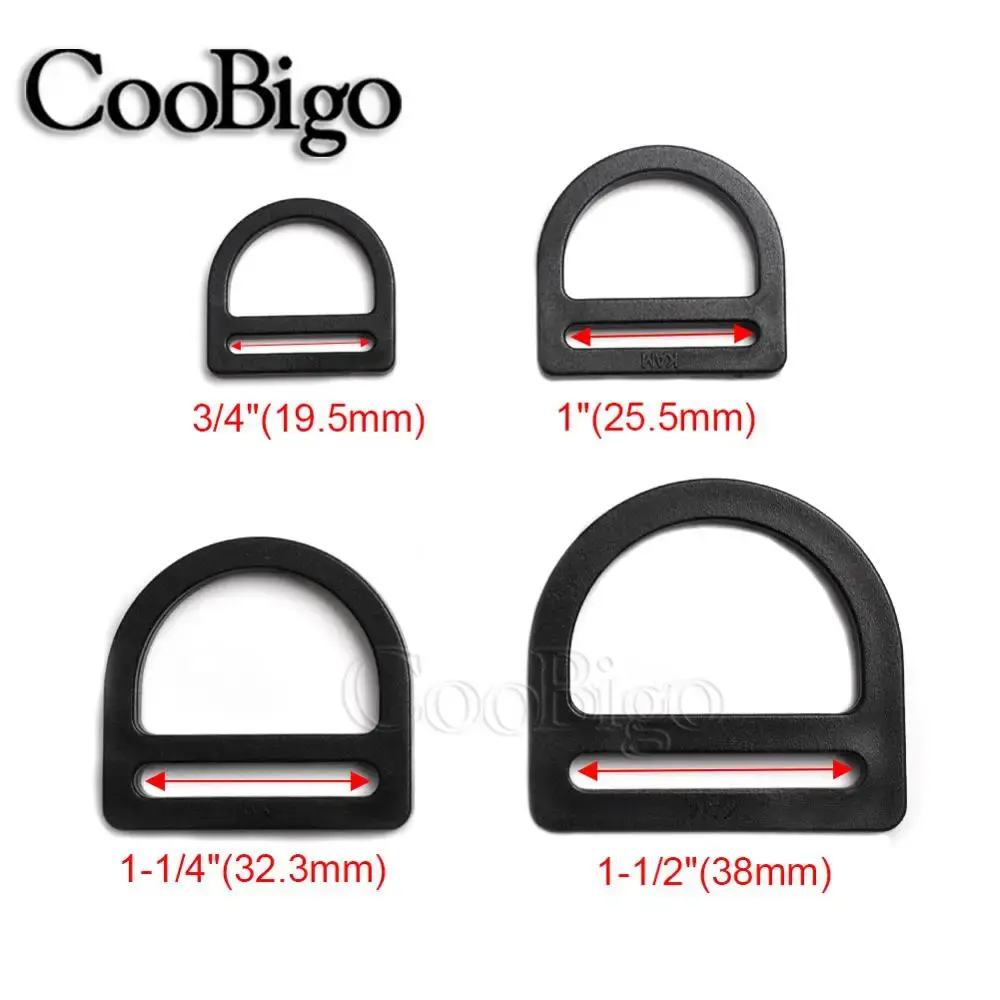 10pcs D Ring Slider Buckle Adjustable Clasp Belt Strap Webbing Dog Collar Outdoor Backpack Luggage DIY Craft Accessories Plastic