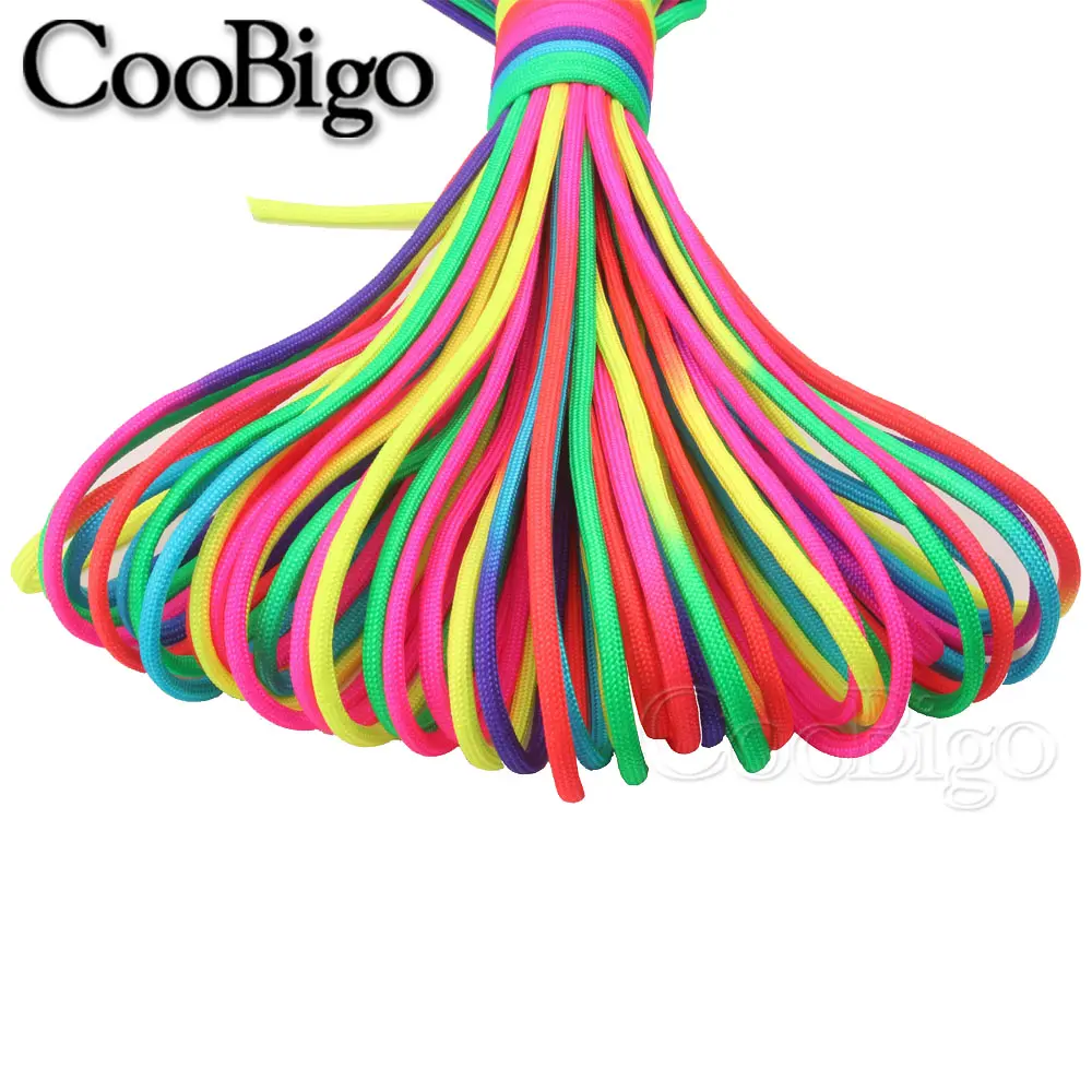 10ft-328ft Rainbow Parachute Cord Paracord Rope for DIY Survival Bracelet Outdoor Camping Tent Lanyard 1 Strand Core Dia.3mm