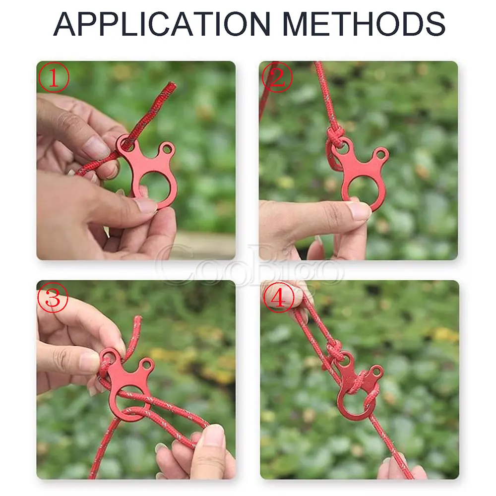 10pcs Aluminium Alloy Guyline Wind Rope Buckle 3 Hole Guyline Cord Adjuster for Outdoor Camping Cord Tent Rope Paracord Accessoy