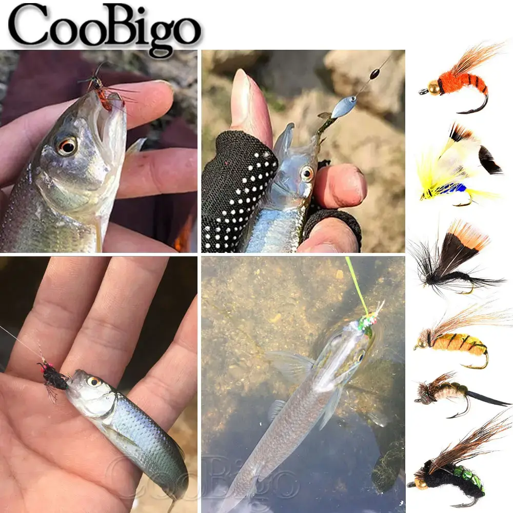 5/40pcs Fly Fishing Lures Hook Brass Bead Head Fast Sinking Nymph Scud Fly Bug Worm Trout Nymphing Artificial Bait Fish Tackle