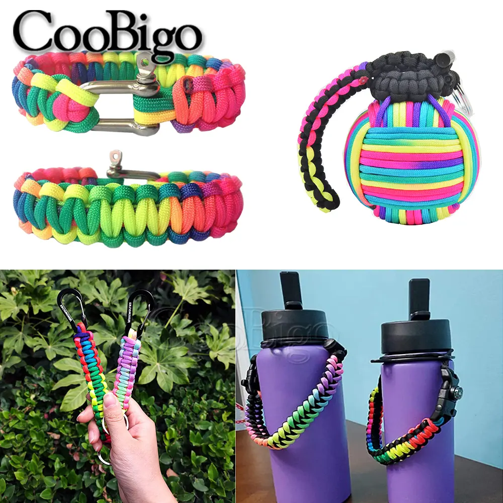 10ft-328ft Rainbow Parachute Cord Paracord Rope for DIY Survival Bracelet Outdoor Camping Tent Lanyard 1 Strand Core Dia.3mm