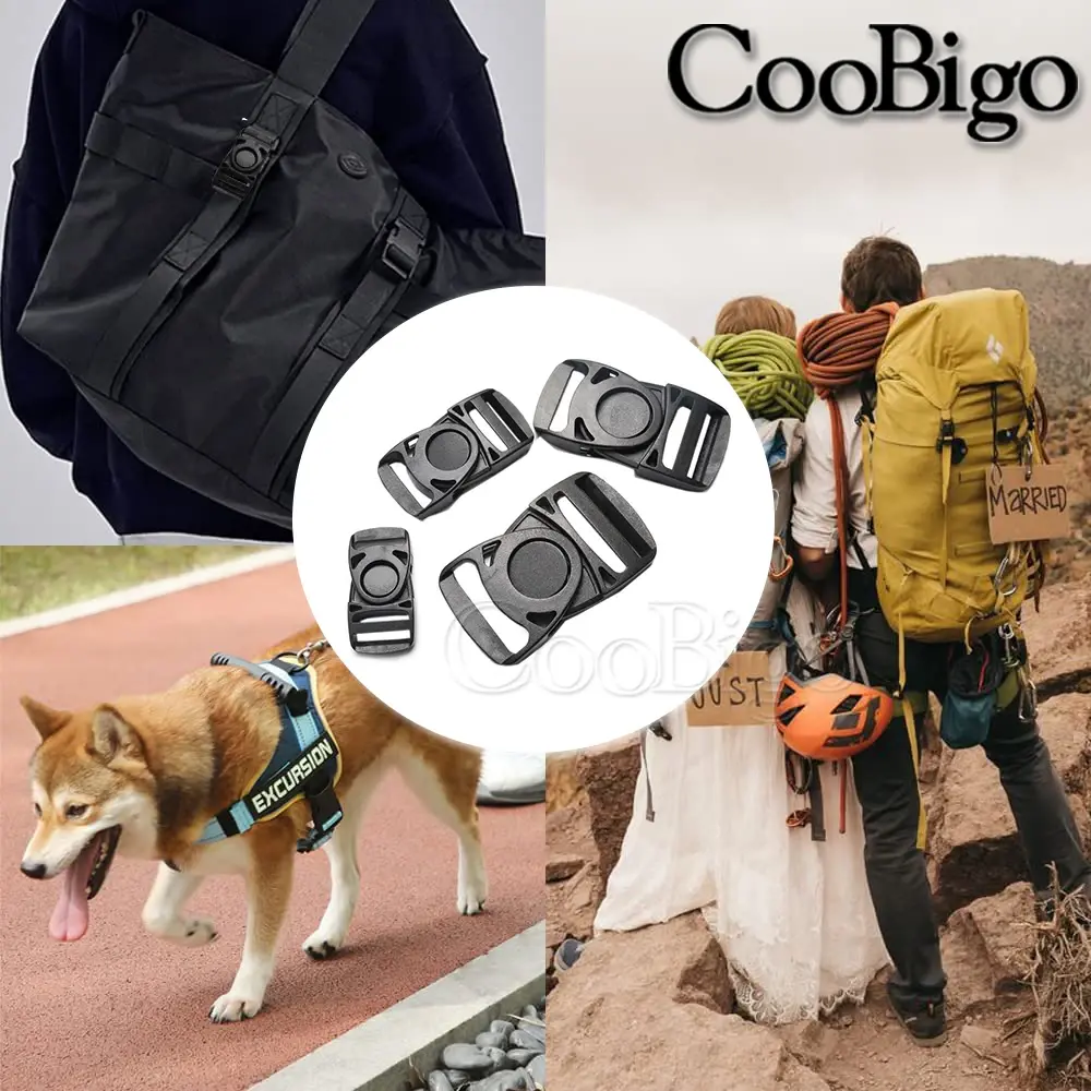 5pcs Plastic Side Release Center Buckles Swivel Paracod Bracelet Clip Outdoor Backpack Belt Luggage Webbing 20mm 25mm 32mm 38mm
