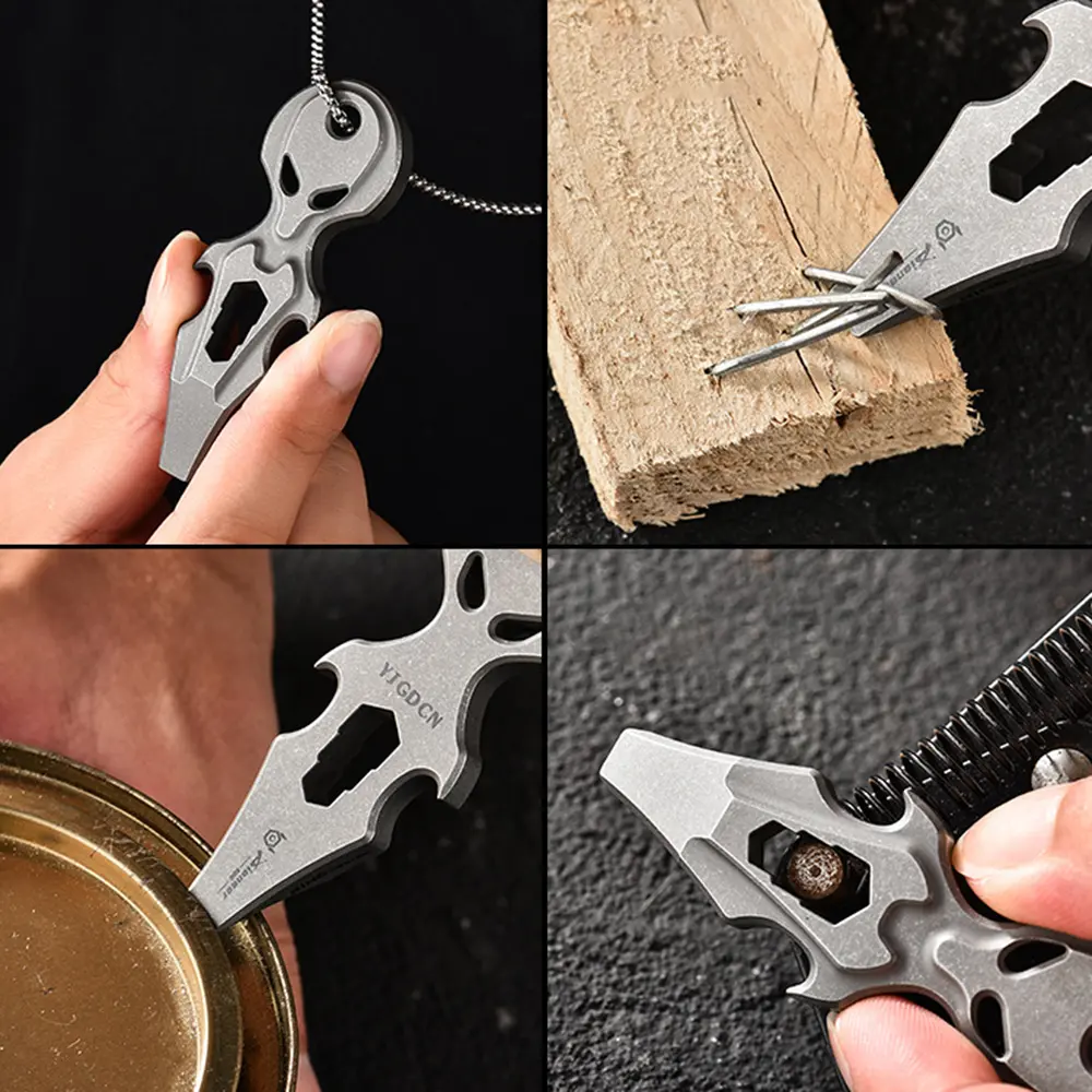 Bottle Opener Wrench Multi-functional Titanium Outdoor Small Tool Keychain Pendant Accessory