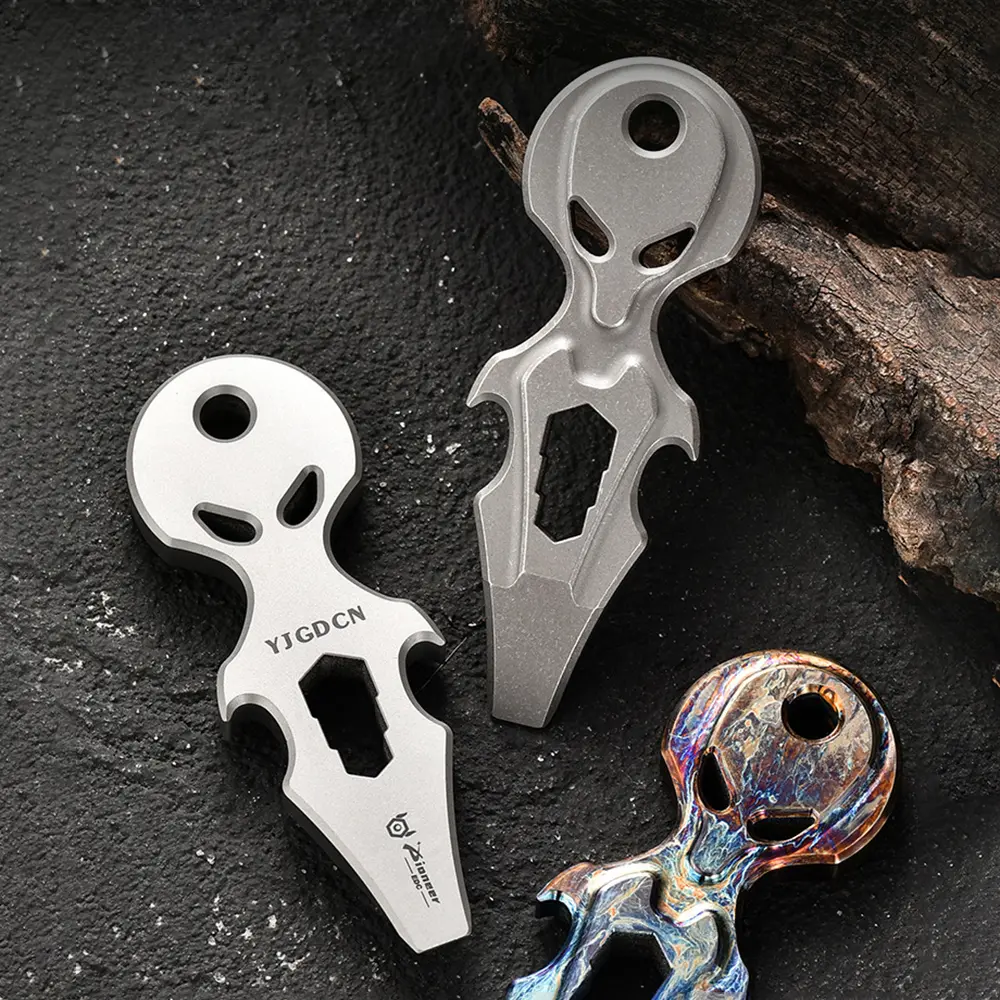 Bottle Opener Wrench Multi-functional Titanium Outdoor Small Tool Keychain Pendant Accessory