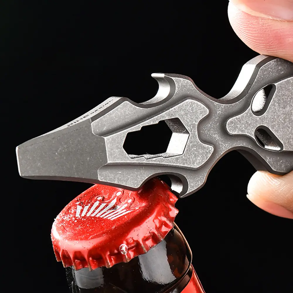 Bottle Opener Wrench Multi-functional Titanium Outdoor Small Tool Keychain Pendant Accessory