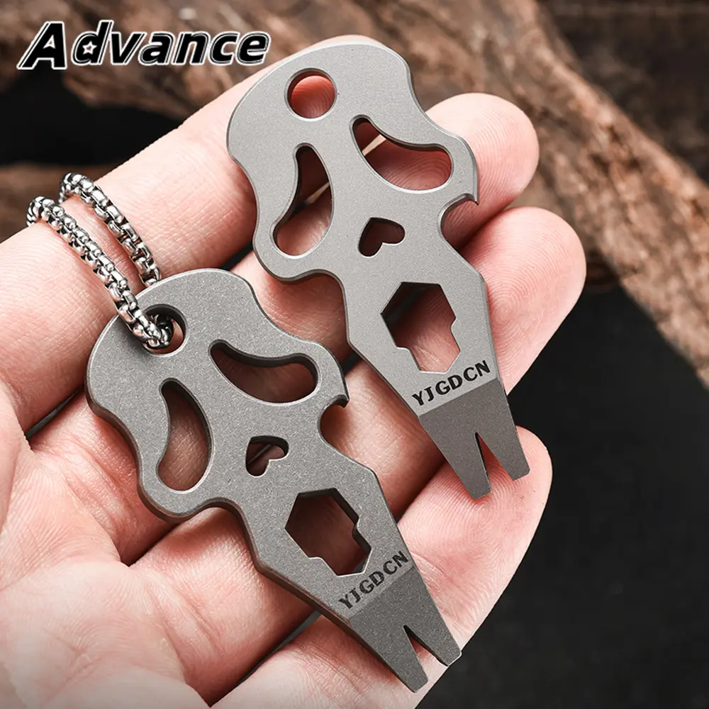 Portable TC4 Titanium Multi-function Bottle Opener Wrench Keychain Pendant Accessories Outdoor EDC Tool