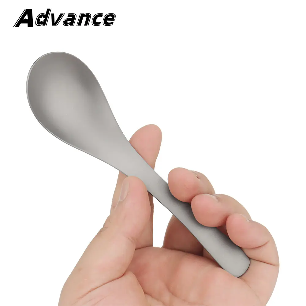 Short Handle Small Titanium Alloy Spoon Picnic Utensil Outdoor Camping Food Scoop