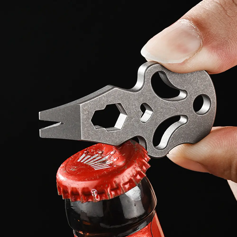 Portable TC4 Titanium Multi-function Bottle Opener Wrench Keychain Pendant Accessories Outdoor EDC Tool