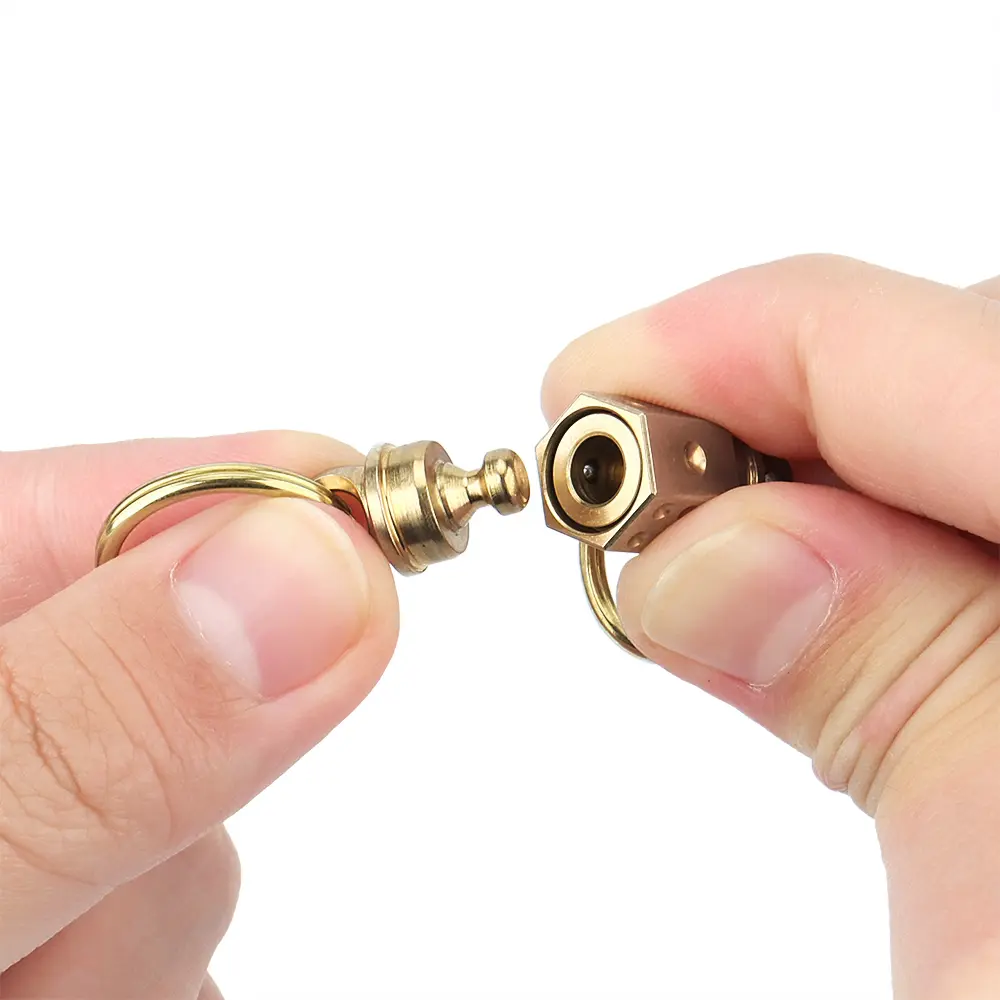 Brass Keychain 360° Rotate Detachable All-way Turning Double Ring Waist Belt Buckle Keyring Connect Accessories Outdoor Tool