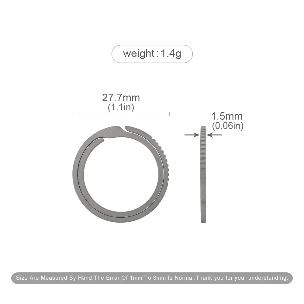 Thin 1.5mm Titanium Alloy Ring Keychain EDC Tool DIY Multifunctional Outdoor Car Keychain