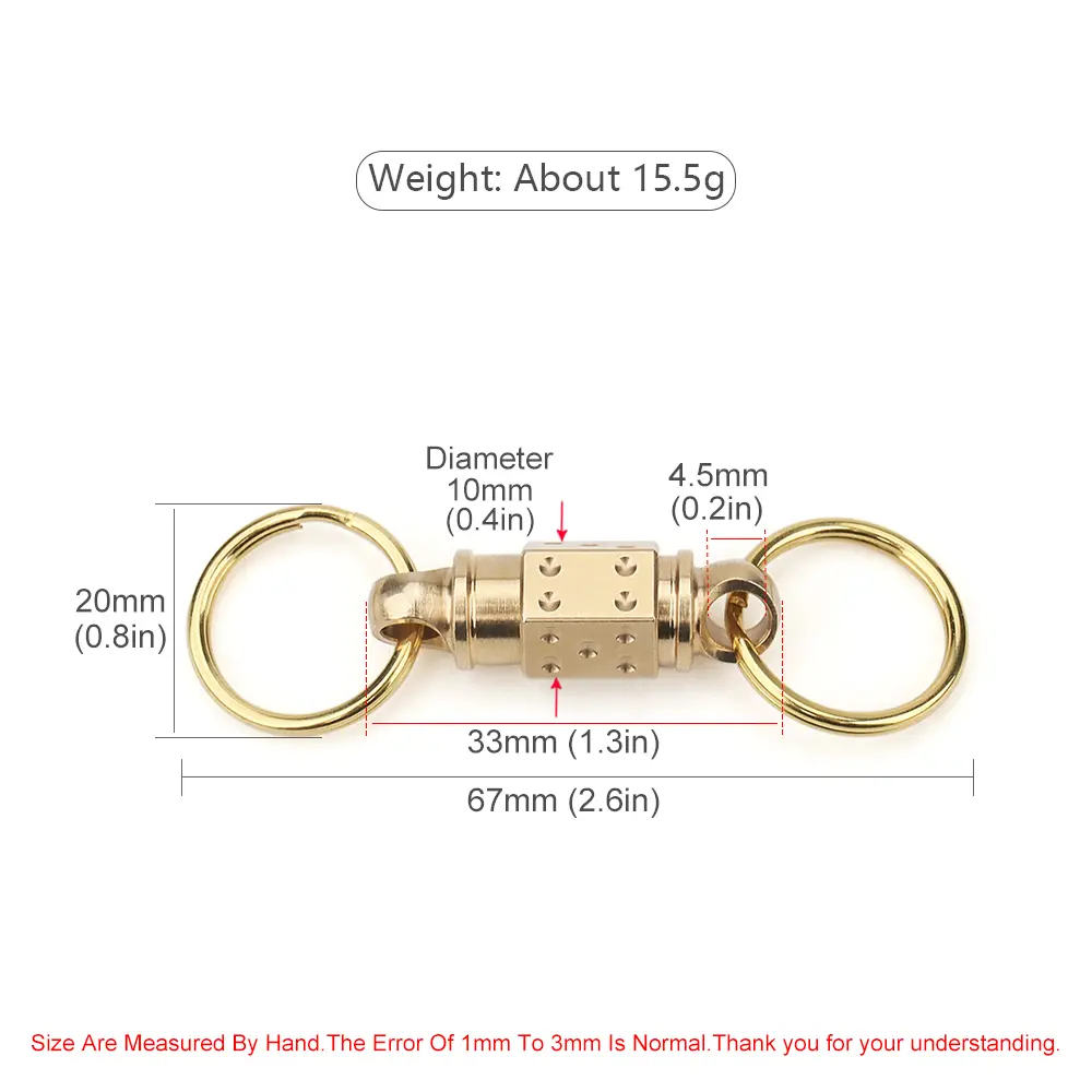 Brass Keychain 360° Rotate Detachable All-way Turning Double Ring Waist Belt Buckle Keyring Connect Accessories Outdoor Tool