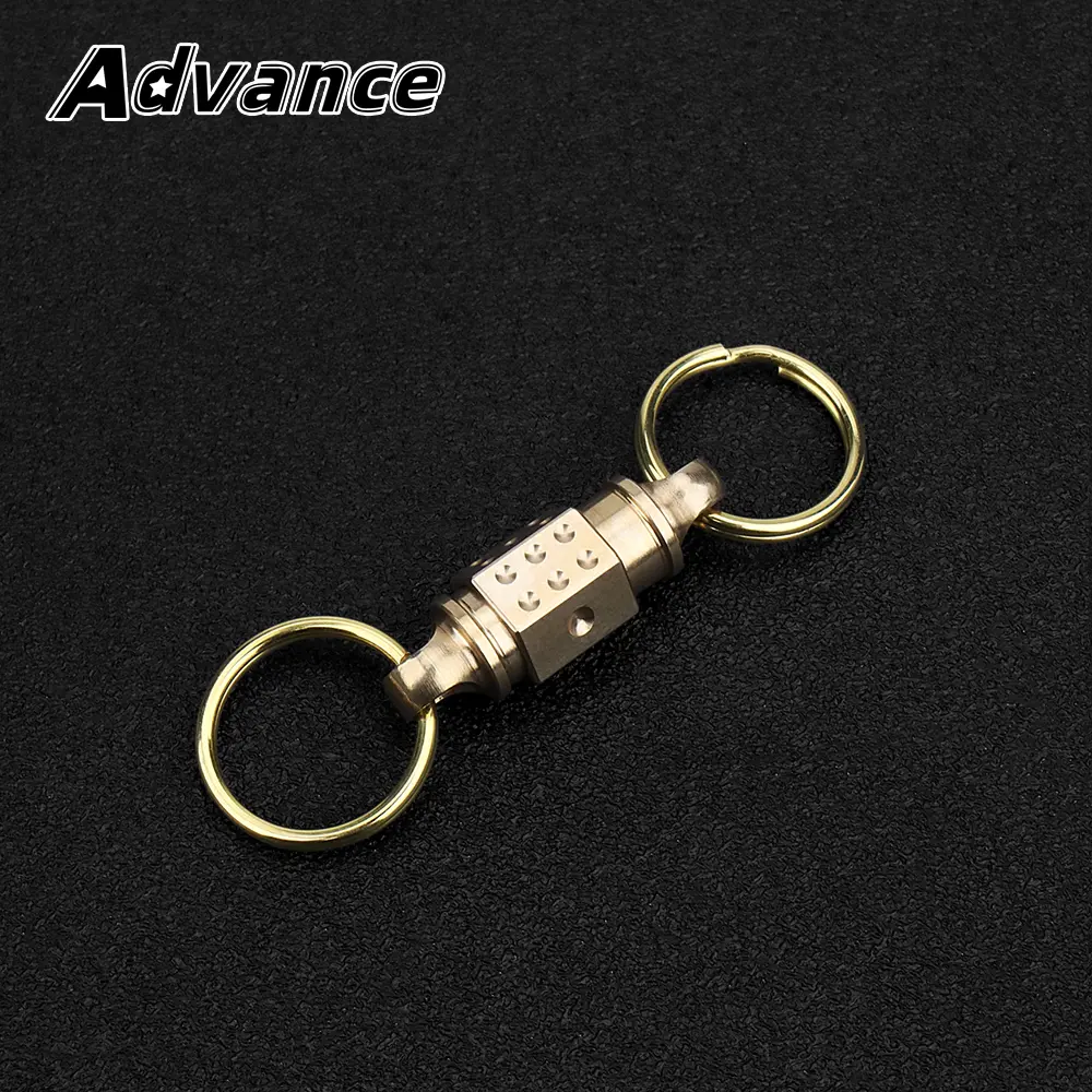 Brass Keychain 360° Rotate Detachable All-way Turning Double Ring Waist Belt Buckle Keyring Connect Accessories Outdoor Tool
