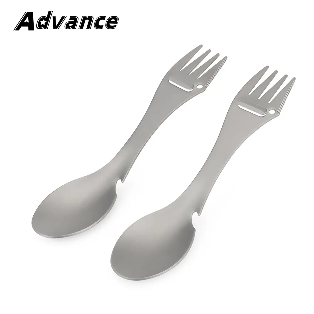 Titanium Alloy Picnic Cutlery Knife Fork Spoon Bottle Opener Outdoor Camping Ultralight Portable Multi Tools