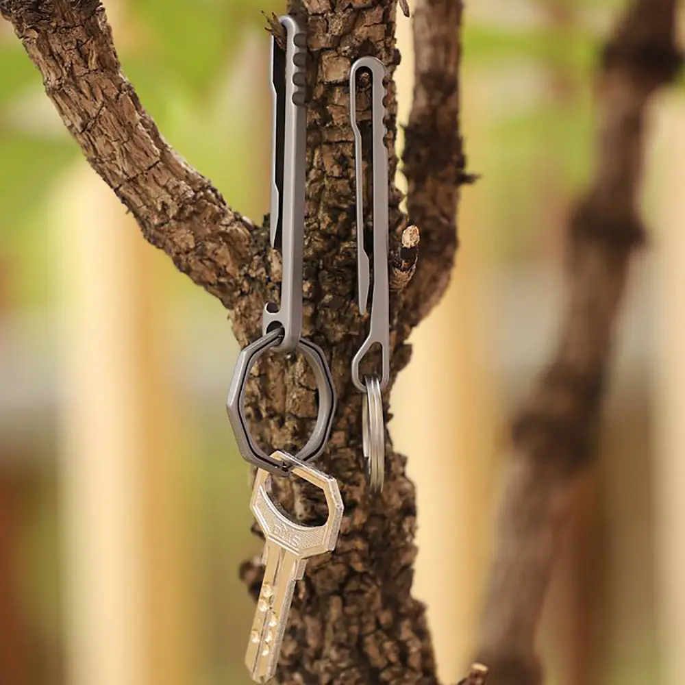 Ultra-light Titanium Alloy Flame Round Keyring Key Side Opening Connection Buckle Belt Clip Waist Buckle Durable Outdoor Tool