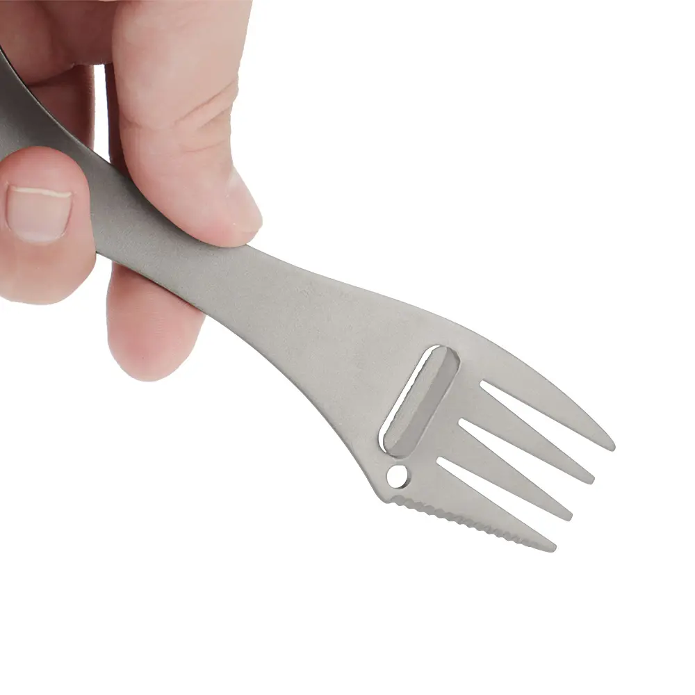 Titanium Alloy Picnic Cutlery Knife Fork Spoon Bottle Opener Outdoor Camping Ultralight Portable Multi Tools