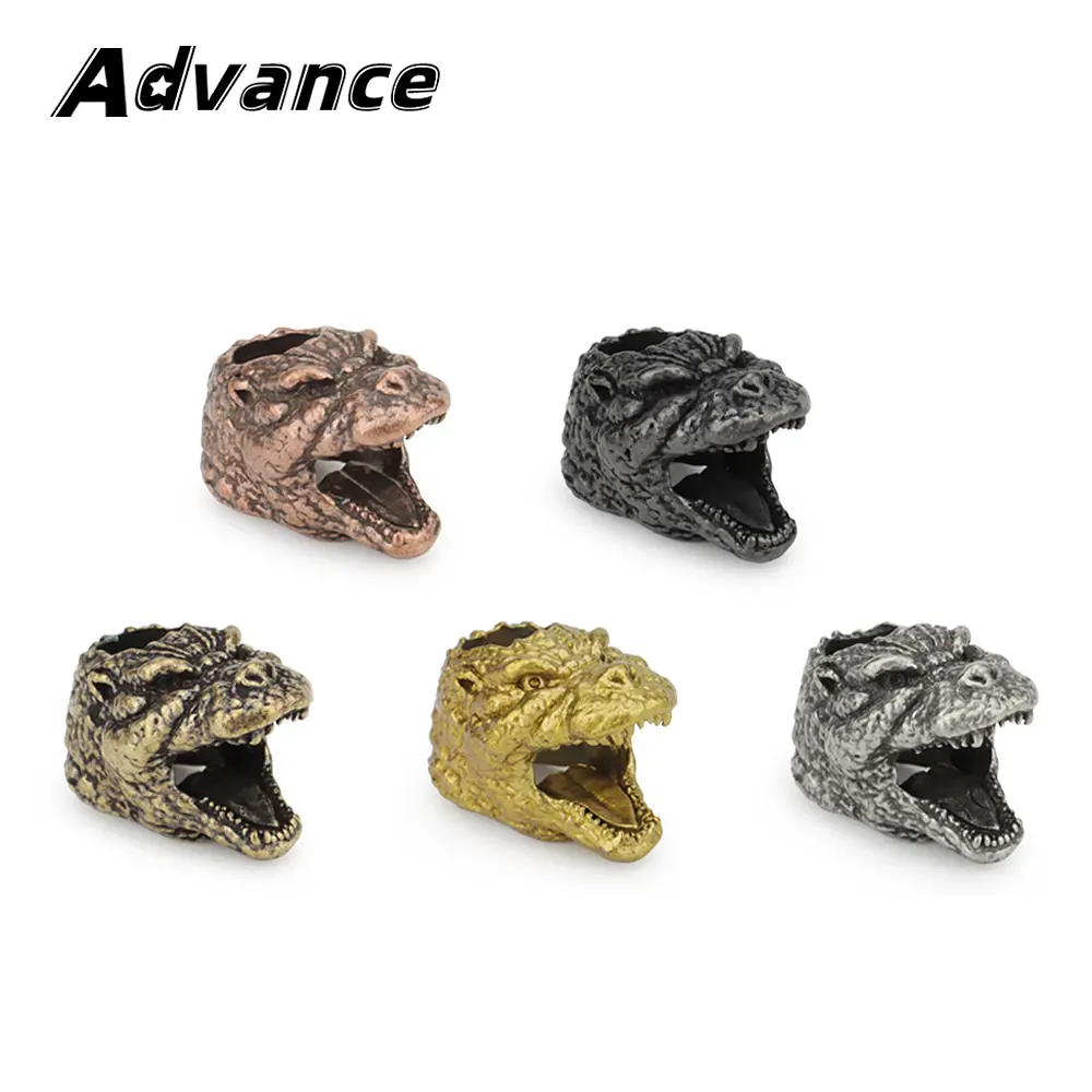 Dinosaur Shape Brass Paracord Beads Accessory Lanyard Knife Bead Keychain Rope Zip Necklace Pendant