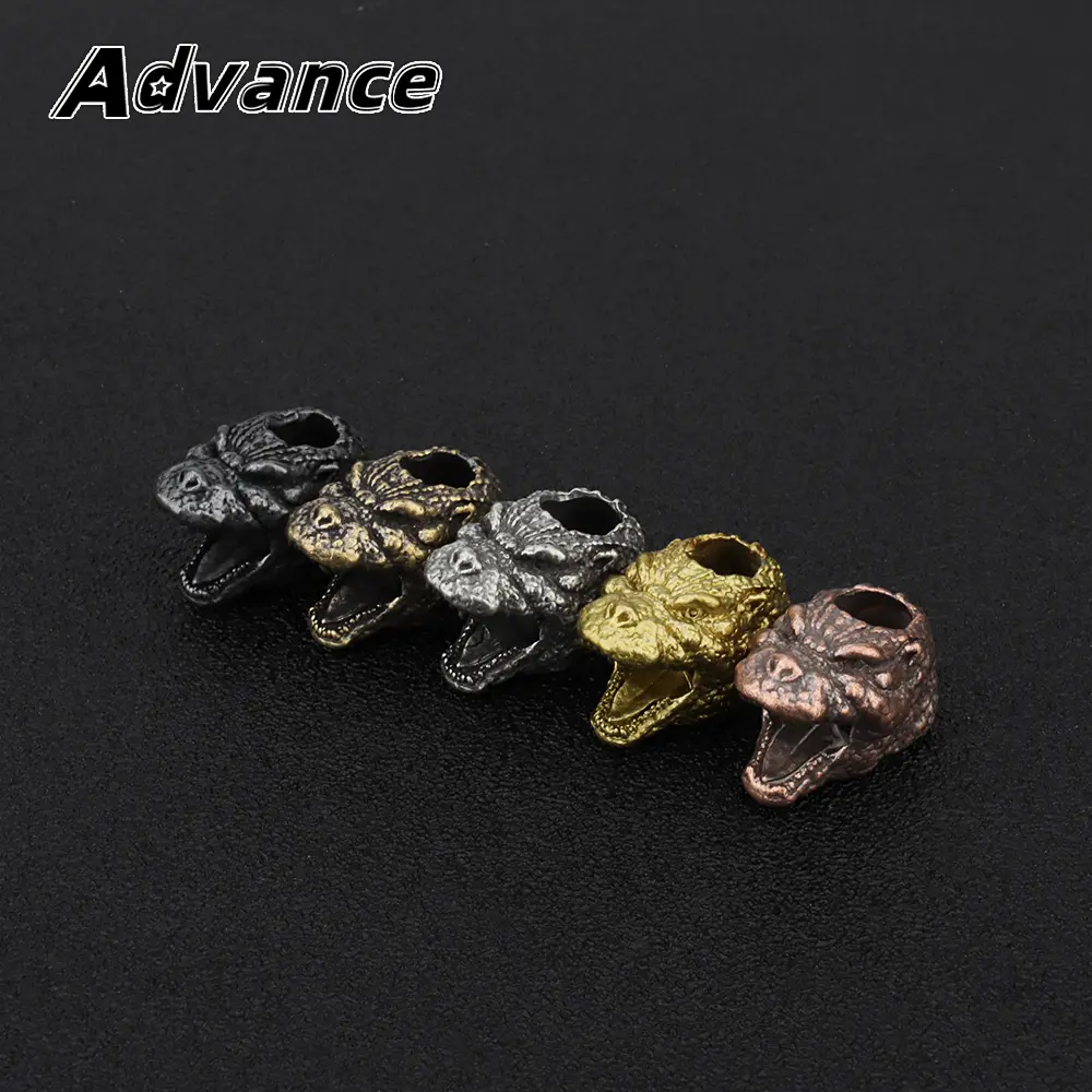 Dinosaur Shape Brass Paracord Beads Accessory Lanyard Knife Bead Keychain Rope Zip Necklace Pendant
