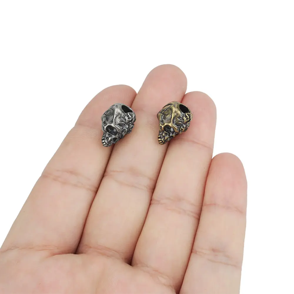 Small Mini Skull Brass Bead Paracord Lanyard Pendant Bead DIY Mini Pendant