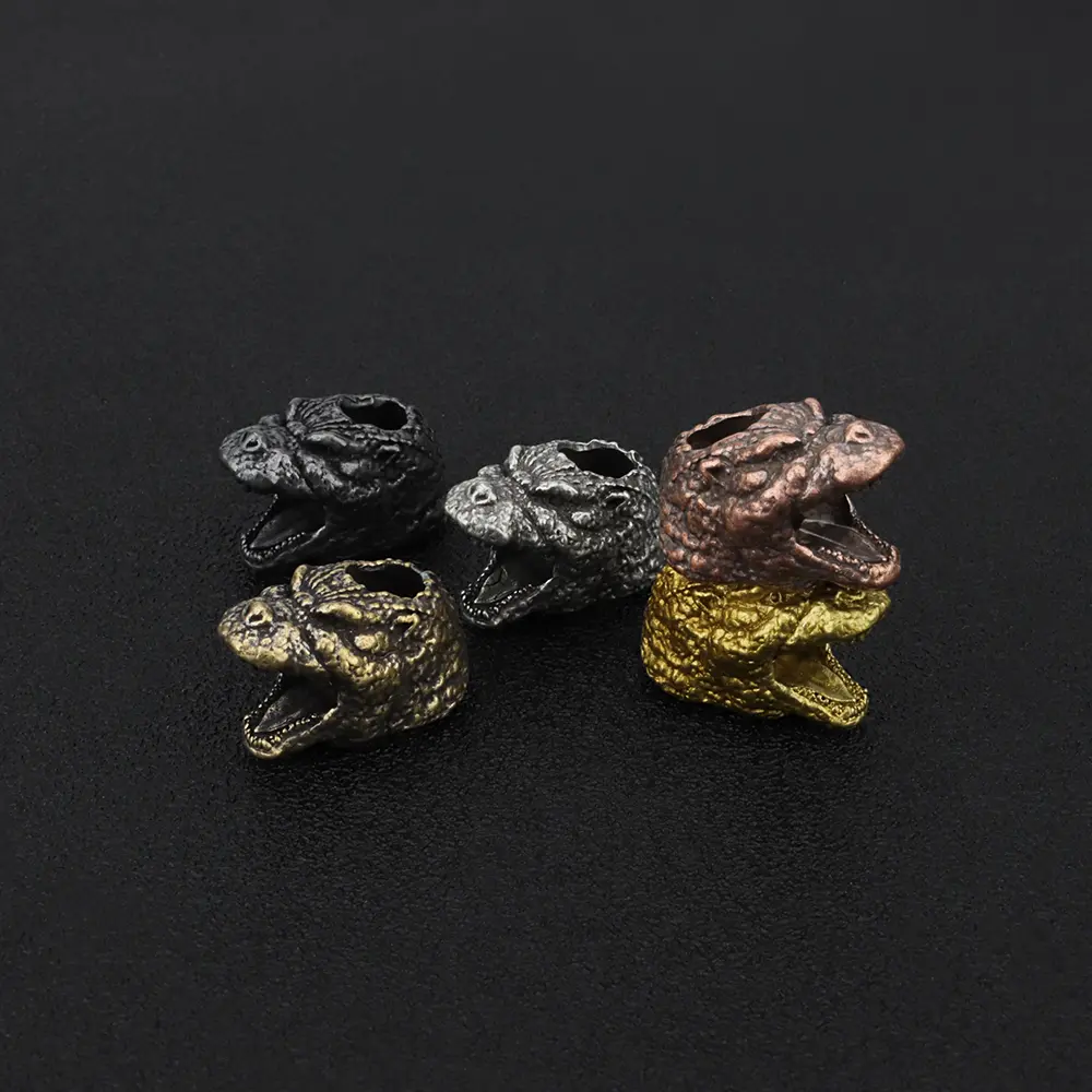 Dinosaur Shape Brass Paracord Beads Accessory Lanyard Knife Bead Keychain Rope Zip Necklace Pendant