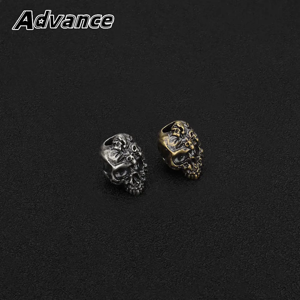 Small Mini Skull Brass Bead Paracord Lanyard Pendant Bead DIY Mini Pendant