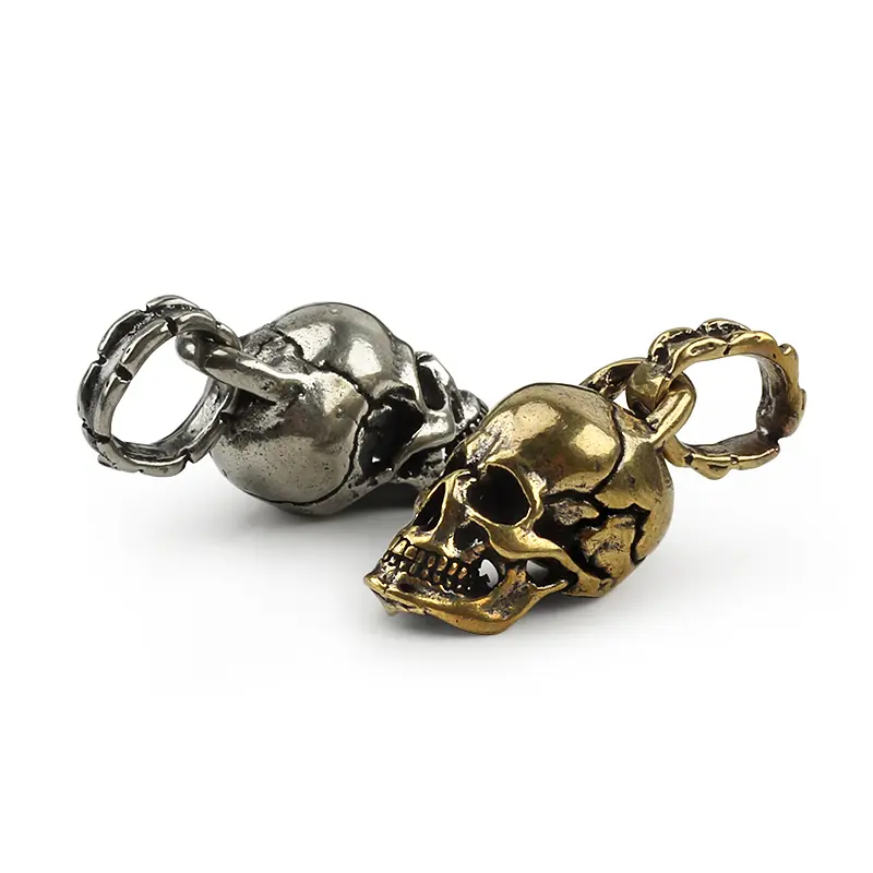Brass Copper Skull Punk Keychains Pendant Key Chain Charms Key Ring Skeleton DIY Outdoor Accessories