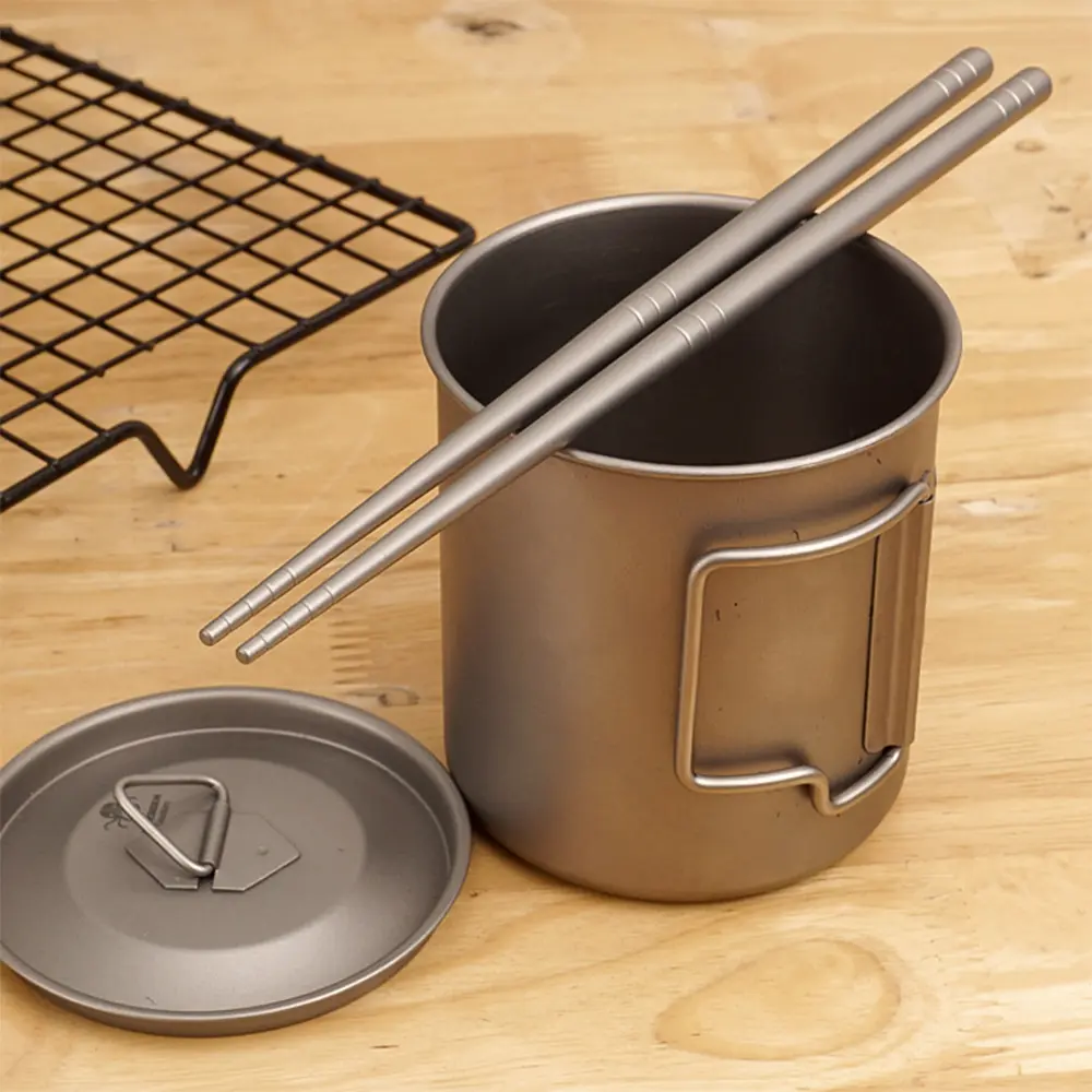 Solid Chopsticks Titanium Household Picnic Outdoor Camping Titanium Alloy Round Chopsticks