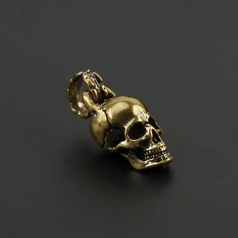 Brass Copper Skull Punk Keychains Pendant Key Chain Charms Key Ring Skeleton DIY Outdoor Accessories