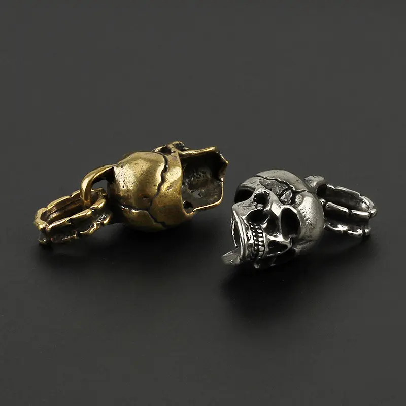 Brass Copper Skull Punk Keychains Pendant Key Chain Charms Key Ring Skeleton DIY Outdoor Accessories