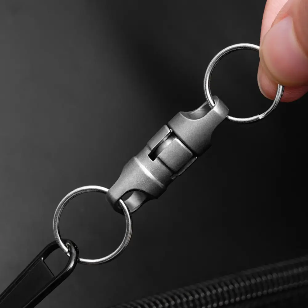 Titanium Alloy Universal Swivel Ring Keychain Rotating Buckle Outdoor Tool EDC