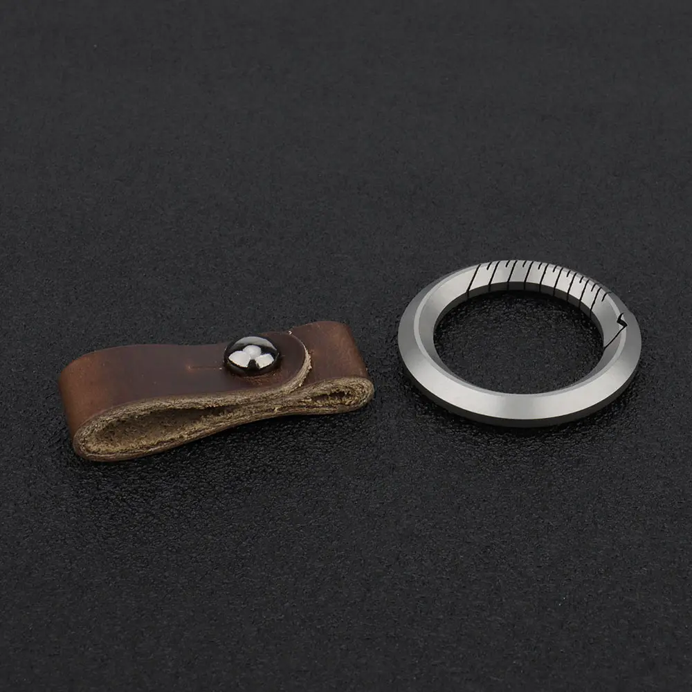 Titanium Alloy Leather Waist Belt Buckle Keychain Car Pendant Ultra Lightweight EDC Key Ring Outdoor Multi Small Tools Men