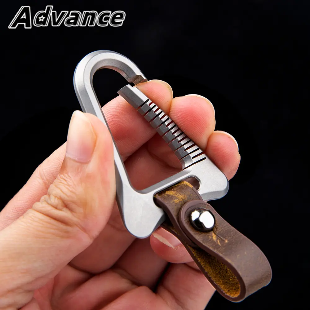 Titanium Alloy Leather Waist Belt Multifunctional Titanium Buckle Portable Keychain Car Men Gifts Outdoor Tool