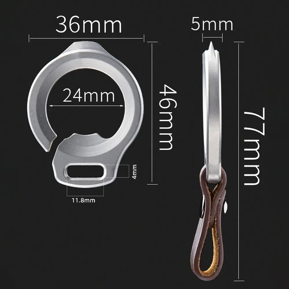 Titanium Alloy Leather Waist Belt Buckle Keychain Bottle Opener Car Pendant Portable Multifunctional EDC Outdoor Tool