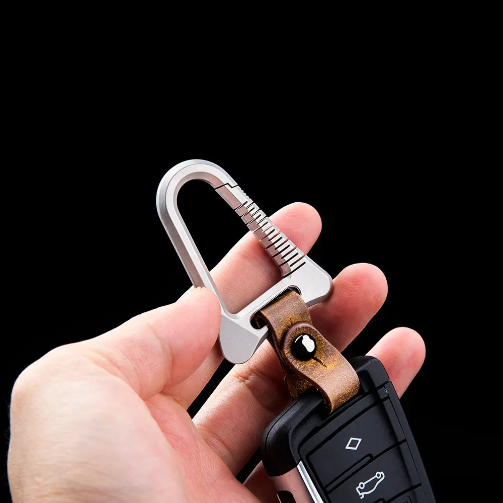 Titanium Alloy Leather Waist Belt Multifunctional Titanium Buckle Portable Keychain Car Men Gifts Outdoor Tool