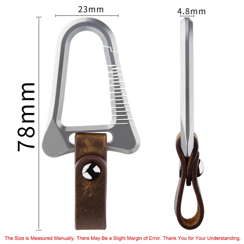 Titanium Alloy Leather Waist Belt Multifunctional Titanium Buckle Portable Keychain Car Men Gifts Outdoor Tool