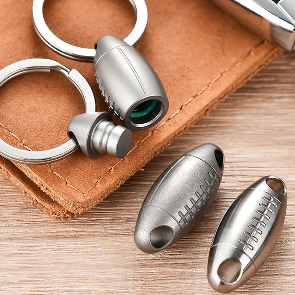 Rugby Shape Creative Buckle Titanium Alloy Keychain Football  Multi-function Outdoor Tool EDC