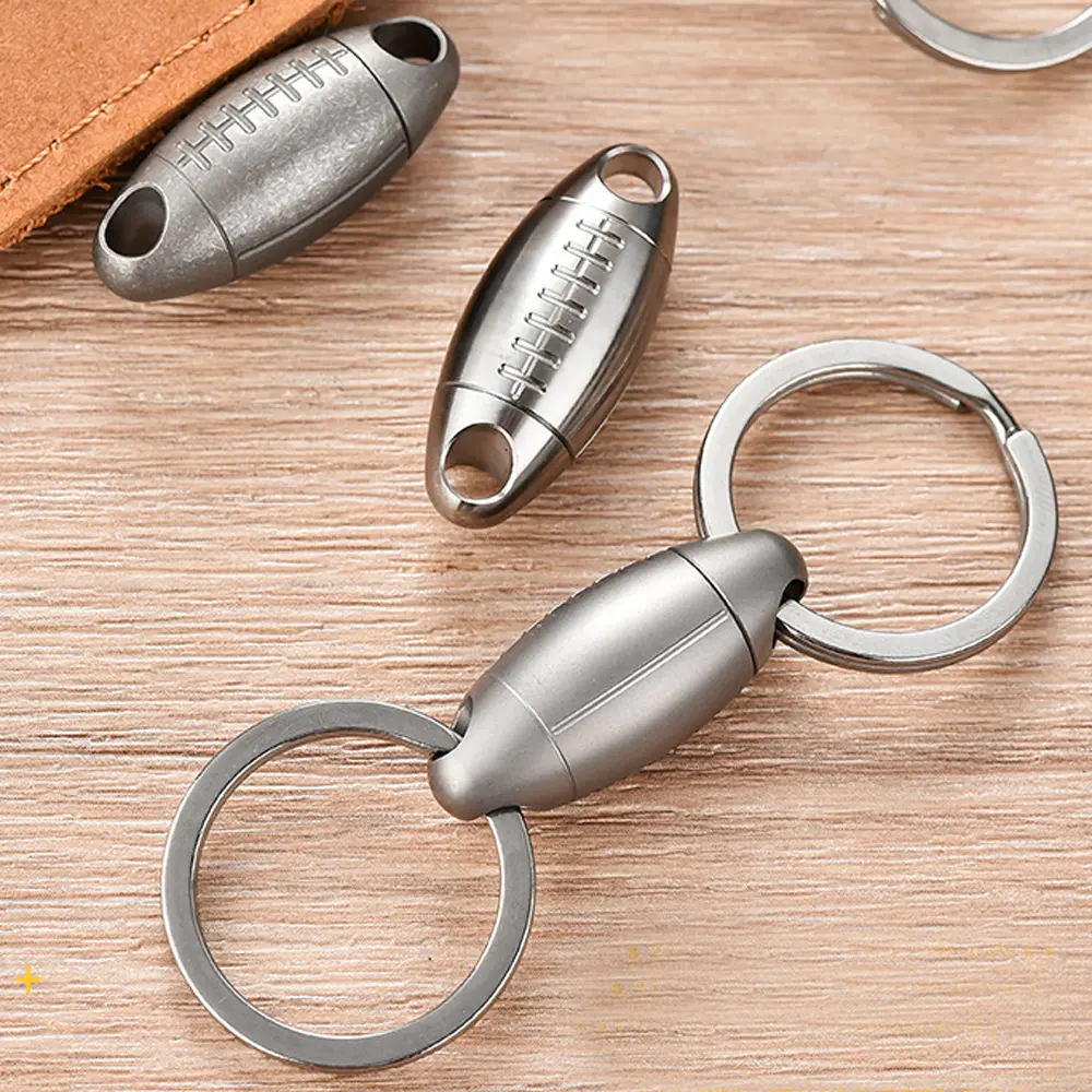 Rugby Shape Creative Buckle Titanium Alloy Keychain Football  Multi-function Outdoor Tool EDC