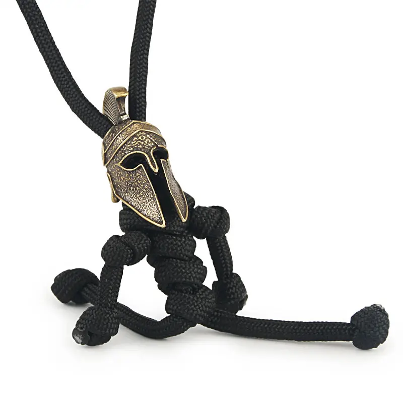 Hand Woven Lanyard Brass Retro Color Rope Beads Keychain Flashlight Paracord Bead