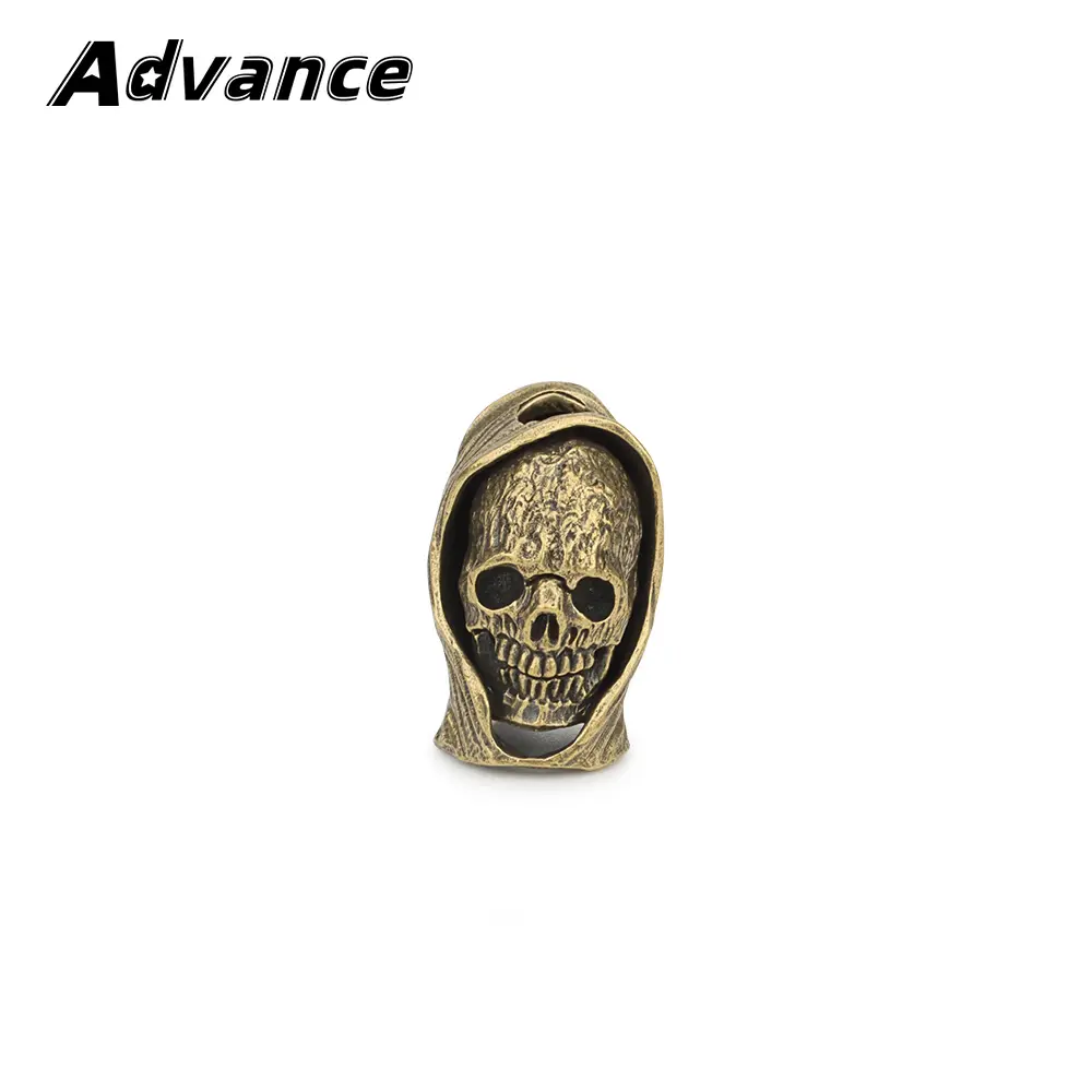 Cloak Skull Brass Bead Rope Paracord Lanyard Pendant Bead DIY Braided