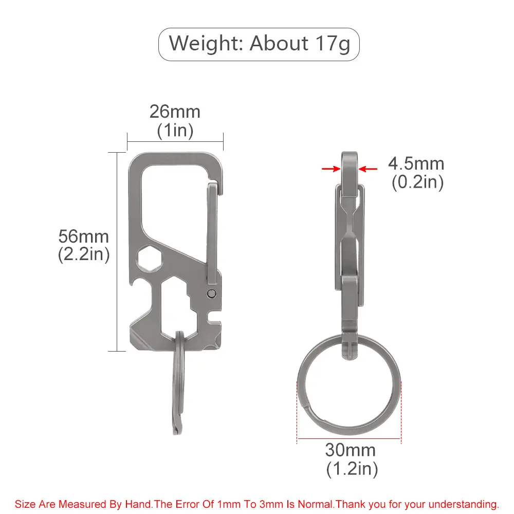 Titanium Alloy Waist Keychain Car Key Ring Pendant Ultra-light Portable EDC Multi Outdoor Tools for Corkscrew Wrench Screwdriver