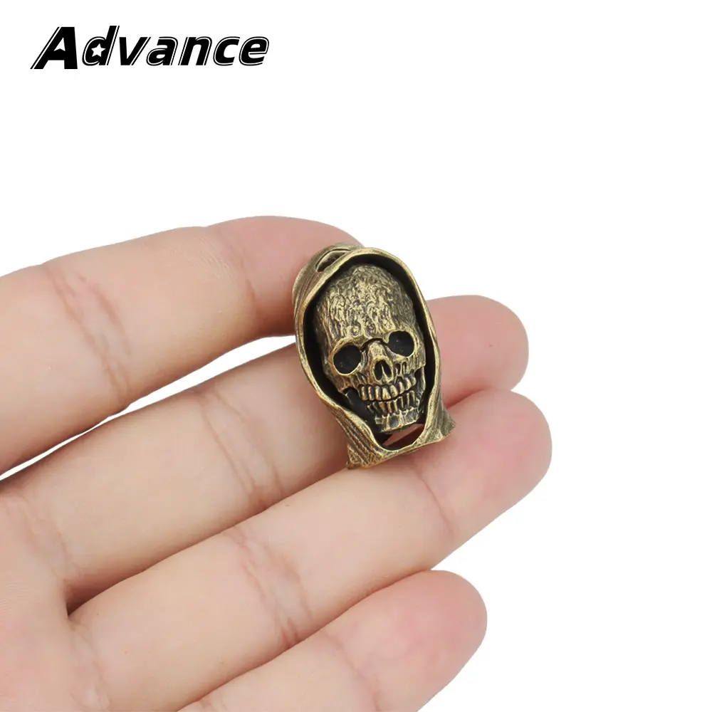 Cloak Skull Brass Bead Rope Paracord Lanyard Pendant Bead DIY Braided