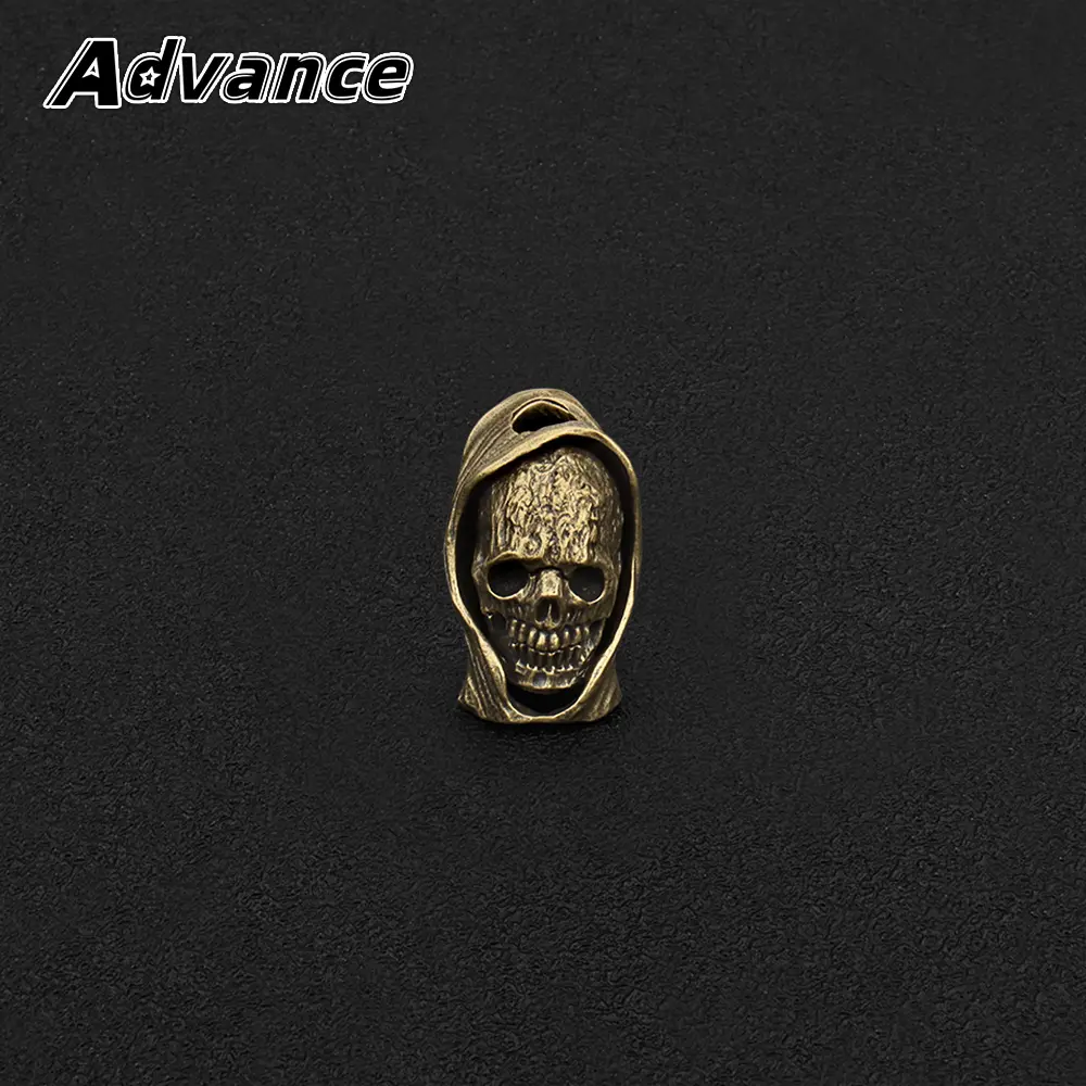 Cloak Skull Brass Bead Rope Paracord Lanyard Pendant Bead DIY Braided